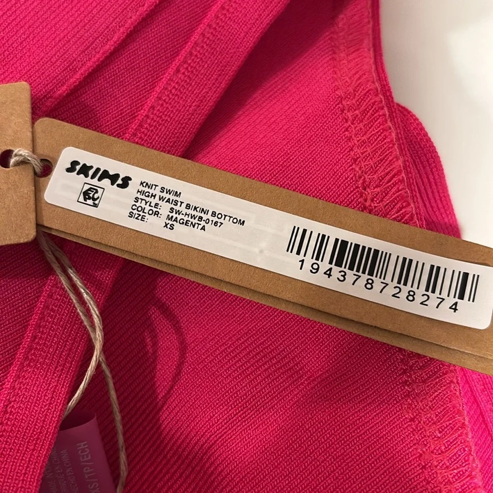 SKIMS•high waist knit magenta bikini bottom XS NWT